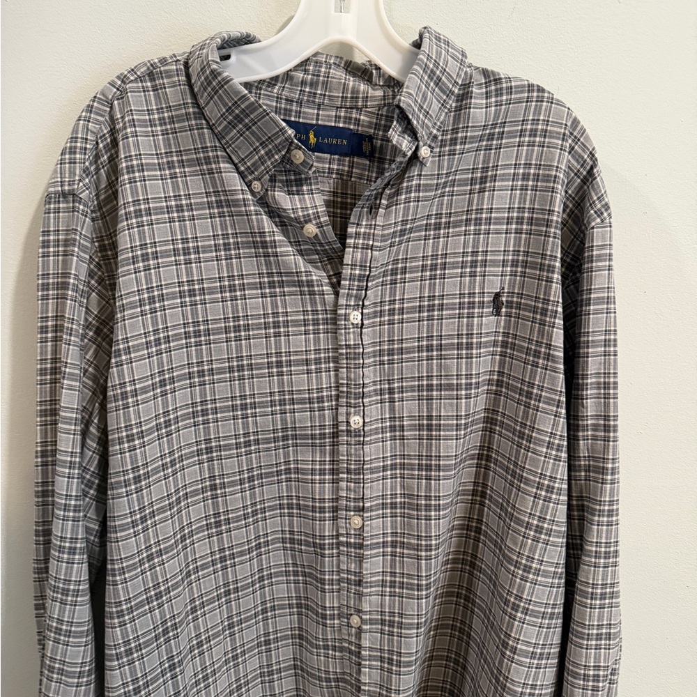 Ralph‎ Lauren Men's Black and White Plaid Shirt